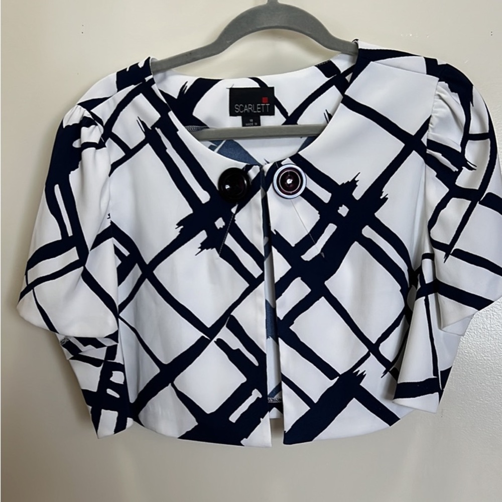 Scarlett Navy Blue & White Cropped Cardigan 🔥HP🔥